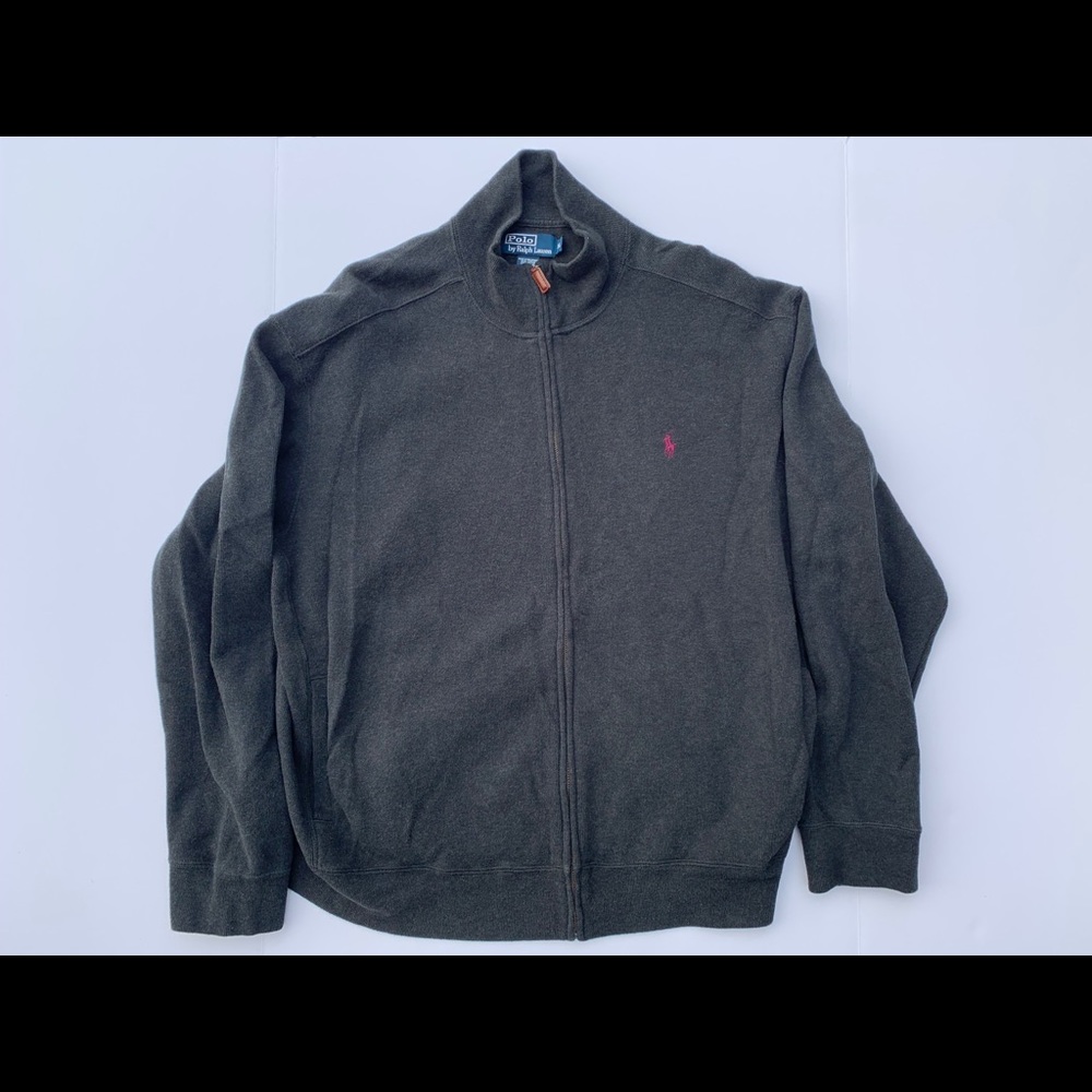 VINTAGE Ralph Lauren Grey/Maroon Quarter Zip XL